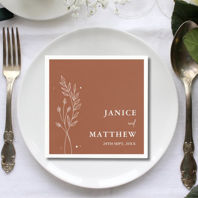 Minimalist Terracotta Burnt Orange Boho Wedding Napkins (Minimalist terracotta burnt orange boho napkins add warm elegance and elevate your table setting.)
