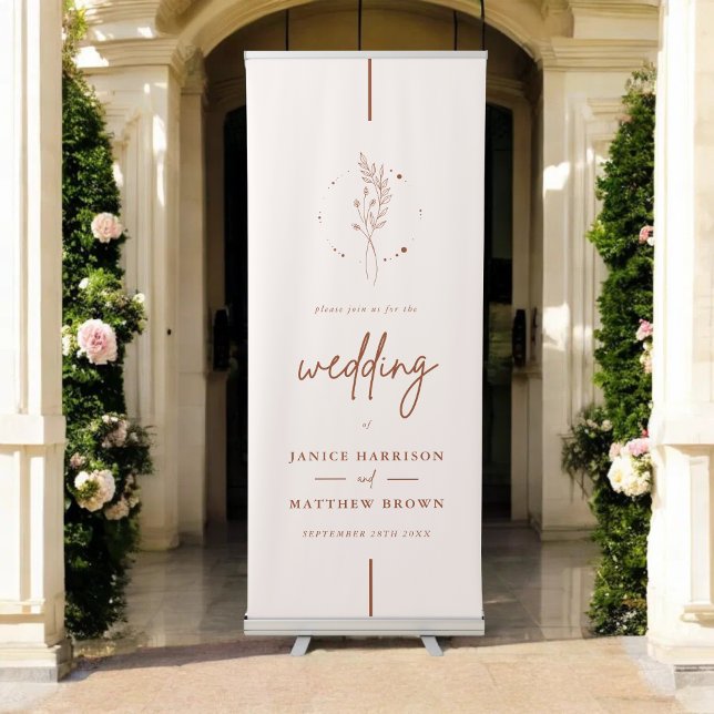 Minimalist Terracotta Burnt Orange Boho Wedding Retractable Banner (Creator Uploaded)