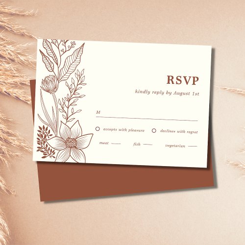 Minimalist Terracotta Burnt Orange Wedding RSVP