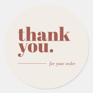Minimalist Terracotta Business Customer Thank You  Classic Round Sticker