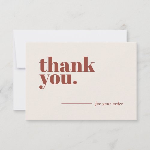 Minimalist Terracotta Business Stationery Customer Thank You Card