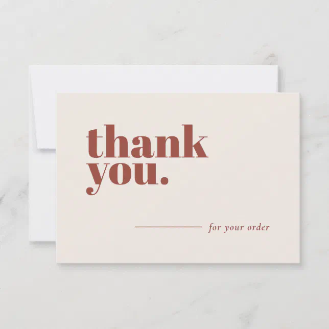 Minimalist Terracotta Business Stationery Customer Thank You Card | Zazzle