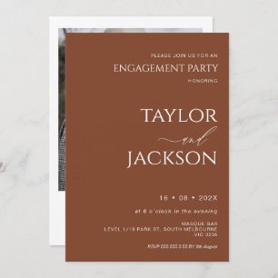 Minimalist Terracotta Calligraphy Engagement Party Invitation