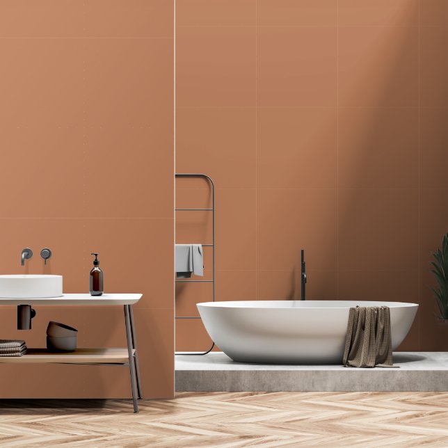 Minimalist terracotta clay solid plain modern chic wallpaper  (Bathroom)