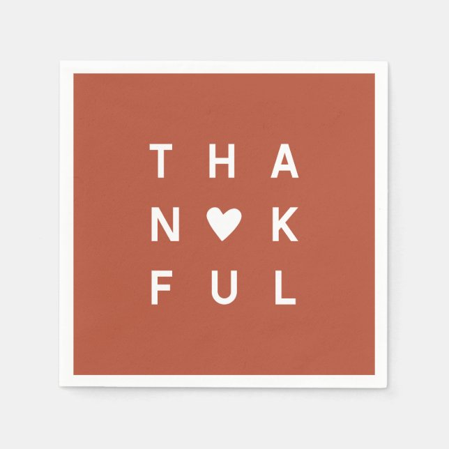 Minimalist Terracotta Copper Thanksgiving Holiday Napkins (Front)