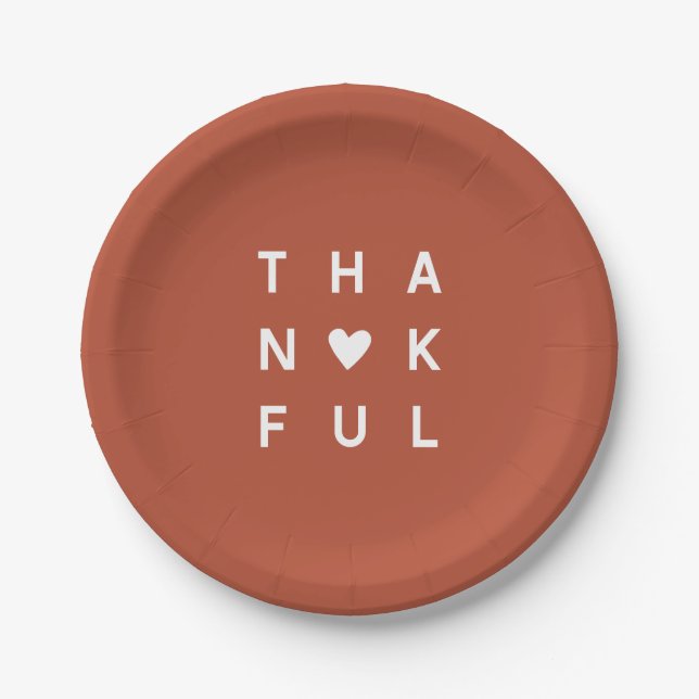 Minimalist Terracotta Copper Thanksgiving Holiday Paper Plates (Front)