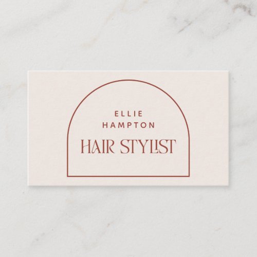 Minimalist Terracotta  Cream Arch Hair Stylist Business Card