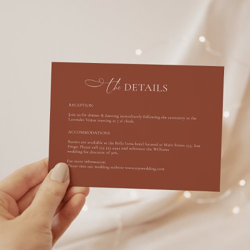 Minimalist Terracotta  Details Wedding Card