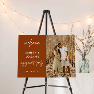 Minimalist Terracotta Engagement Party Welcome Foam Board
