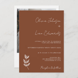 Minimalist Terracotta Fern Bohemian Wedding Invitation