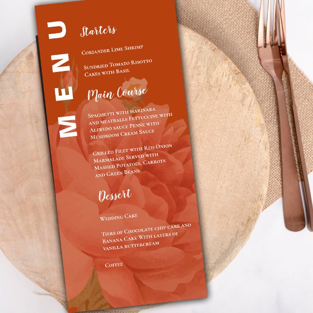 Minimalist Terracotta Floral Wedding Party Menu (Minimalist Terracotta Floral Wedding Party Menu)