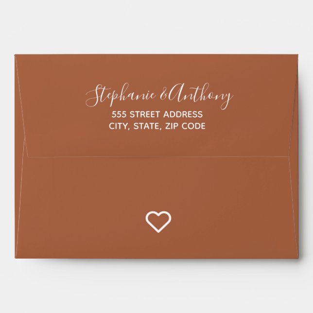 Minimalist Terracotta Heart Wedding  Envelope (Back (Top Flap))