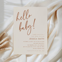 Minimalist Terracotta Hello Baby Fall Baby Shower