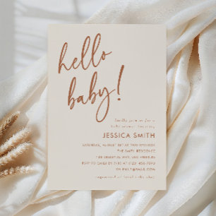 Minimalist Terracotta Hello Baby Fall Baby Shower Invitation
