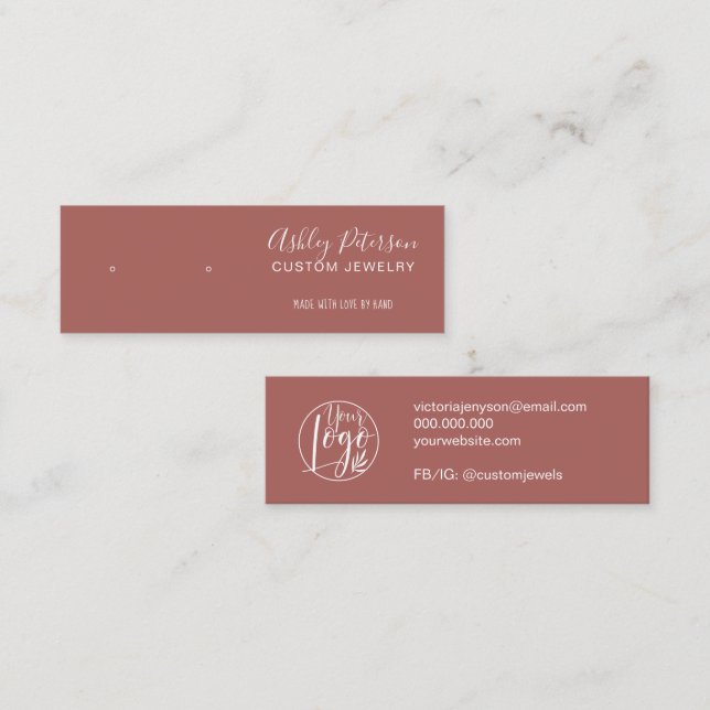 Minimalist terracotta jewelry earring mini business card (Front/Back)