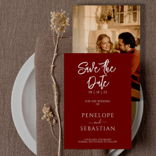 Minimalist Terracotta Modern Boho Photo Wedding Save The Date