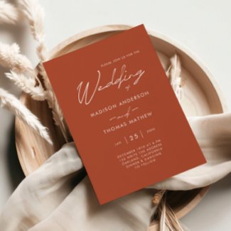 Minimalist Terracotta Modern Typography Wedding
