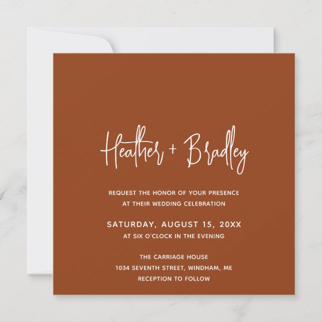 Minimalist Terracotta Modern Wedding Invitation (Front)