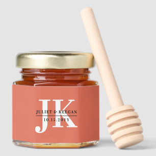 Minimalist Terracotta Monogram Wedding Honey Jar Favors