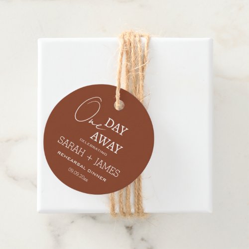 Minimalist Terracotta One Day Away Wedding  Favor Tags