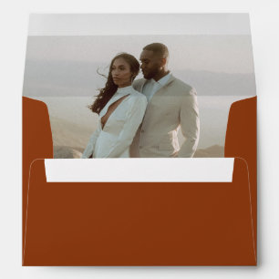 Minimalist Terracotta Photo Modern Wedding Envelope
