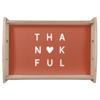 Minimalist Terracotta Photo Thanksgiving Holiday Serving Tray
