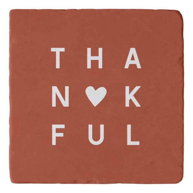 Minimalist Terracotta Photo Thanksgiving Holiday Trivet (Front)