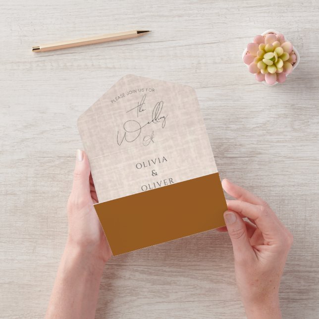 Minimalist terracotta QR code wedding All In One Invitation (Video)