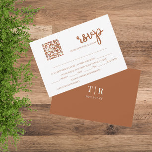 Minimalist Terracotta QR Code Wedding RSVP Card