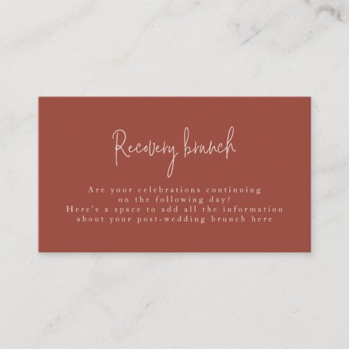 Minimalist Terracotta Recovery Lunch Enclosure Card