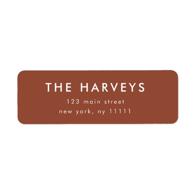 Minimalist Terracotta Return Address Label (Front)