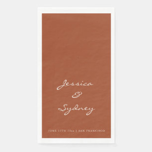 Minimalist Terracotta Script Wedding Custom Paper Guest Towels