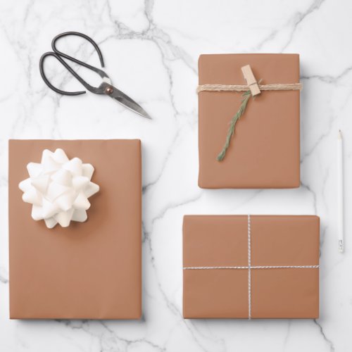 Minimalist terracotta solid brown earthy  plain wr wrapping paper sheets