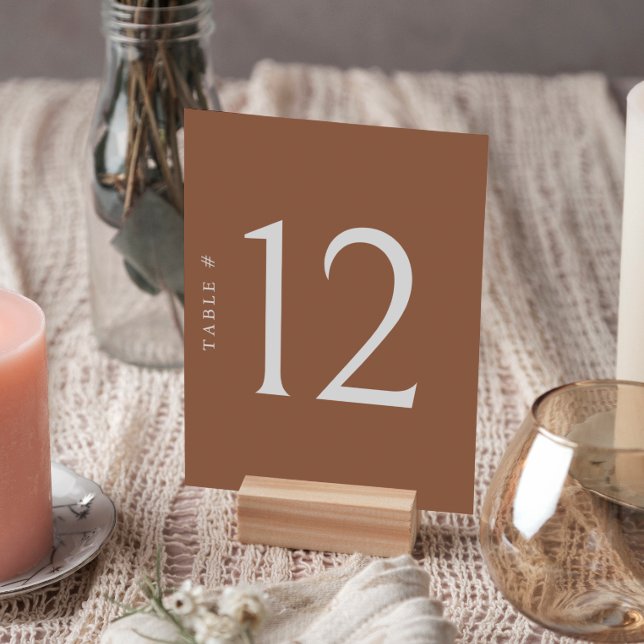 Minimalist Terracotta Table Number Wedding Card (Add a touch of charm to your special day with our exquisite wedding table number cards.)
