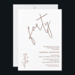 Minimalist Terracotta Text 40th Birthday Invitation<br><div class="desc">Minimalist Terracotta Text 40th Birthday Invitation

Simple,  modern and  minimalist in style,  terracotta text colored 40th birthday invitation featuring a removable terracotta drawn foliage motif.</div>