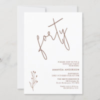 Minimalist Terracotta Text 40th Birthday