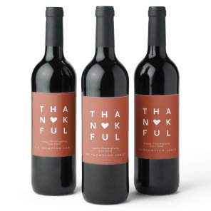 Minimalist Terracotta Thanksgiving Custom Wine Label