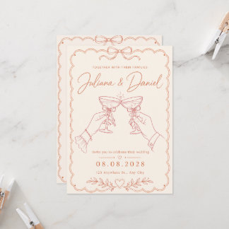 Minimalist Terracotta Toast Wedding Invitation