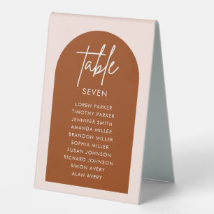 Minimalist Terracotta Wedding Arch Table Numbers Table Tent