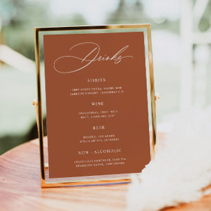 Minimalist Terracotta Wedding Bar Menu  Poster