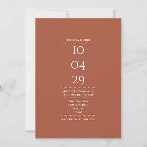 Minimalist Terracotta Wedding Date QR Code Invitation