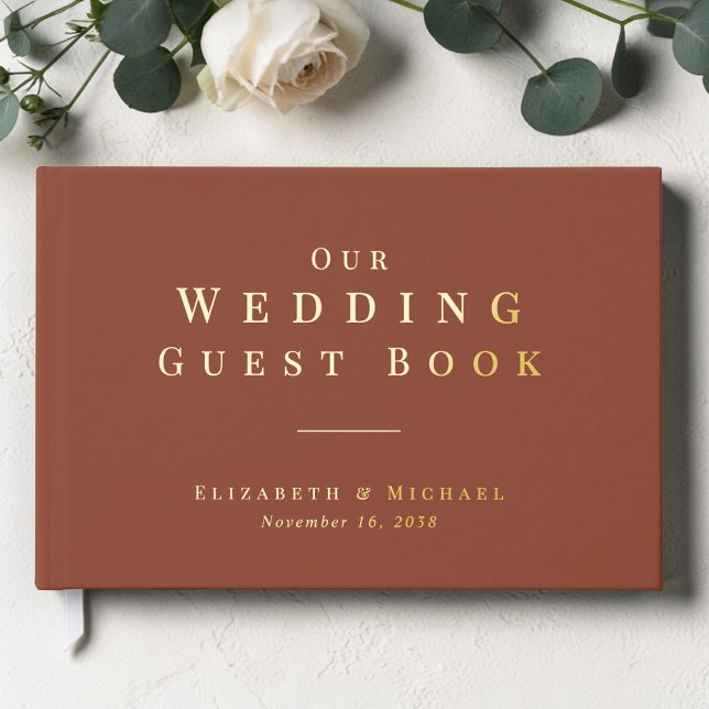 Minimalist Terracotta Wedding Foil Guest Book (Minimalist Terracotta Wedding Foil Guest Book)