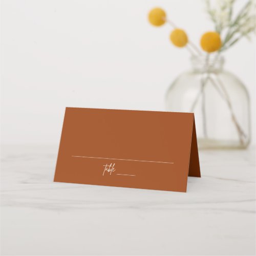 Minimalist Terracotta Wedding Folded Place Card