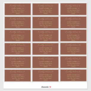 Minimalist Terracotta Wedding Guest Address   Sticker