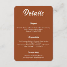 Minimalist Terracotta Wedding Info