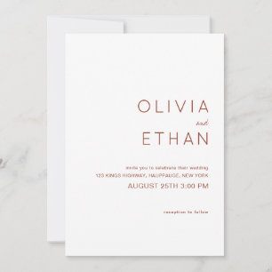 Minimalist Terracotta Wedding Invitation