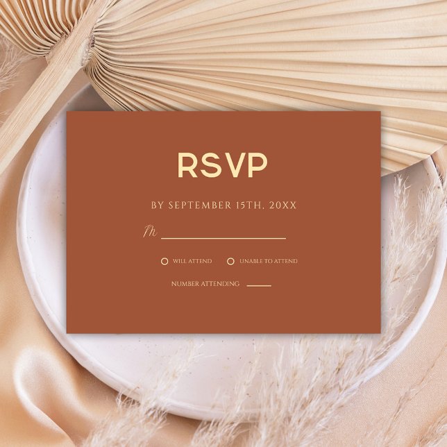Minimalist Terracotta Wedding RSVP Card (Minimalist Terracotta Wedding RSVP Card)