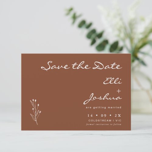 Minimalist Terracotta Wedding Save The Date Card