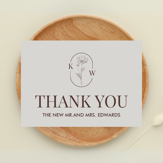 Minimalist Terracotta Wedding Thank You Card (Minimalist Terracotta Boho Wedding Thank you Card)