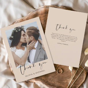 Minimalist Terracotta Wedding Thank You Photo Card